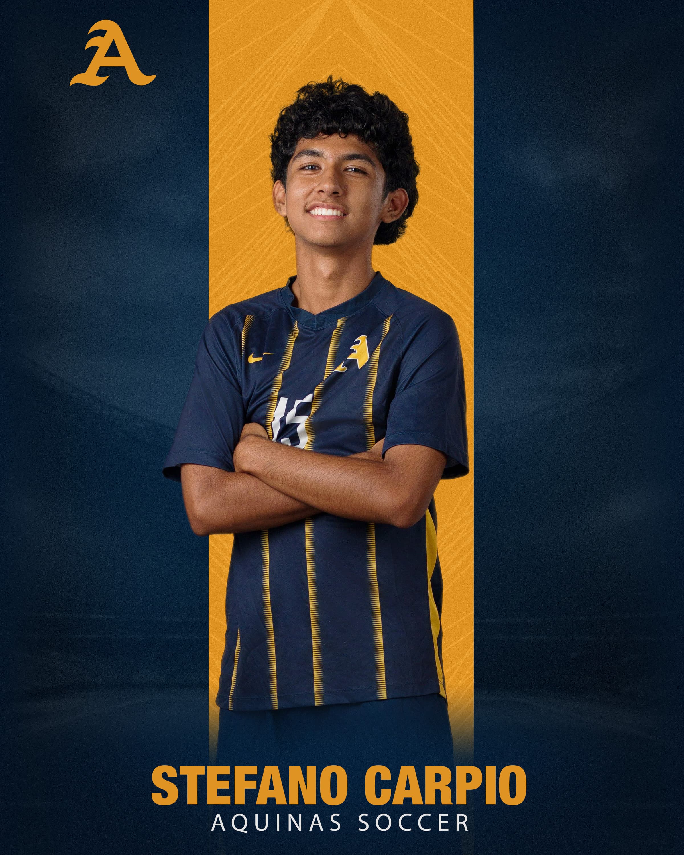 Stefano in Aquinas soccer uniform